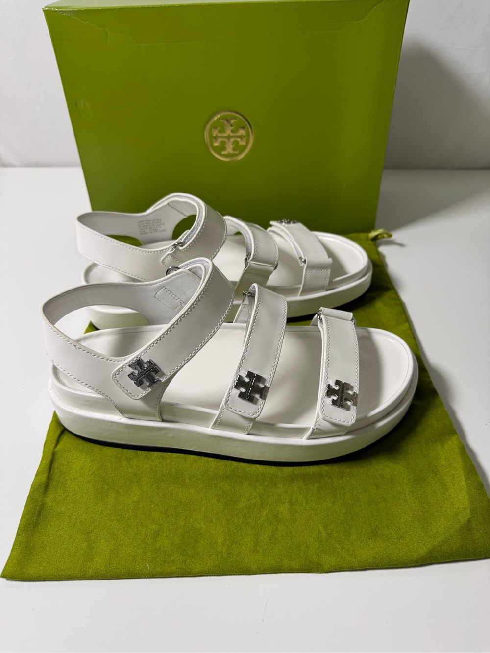 Tory Burch Kira Triple Strap Sandal Cloud Womens 10.5 NWT Box & Dustbag